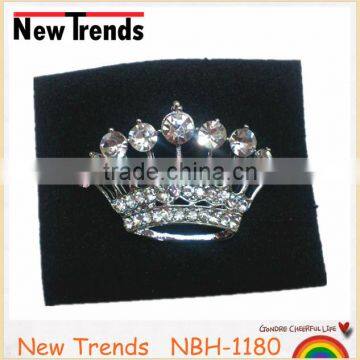 2014 newest bridal clear rhinestone crystal small crown brooches