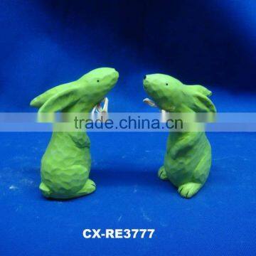 Creative metal decorative porcelain bunny figurine