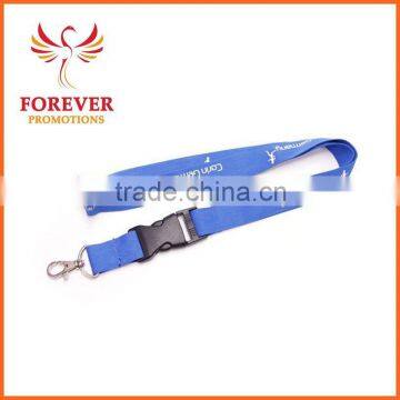 2015 New Design Custom Logo Print Wholesale Cheap Blue Polyester Lanyard With Buckle Hook
