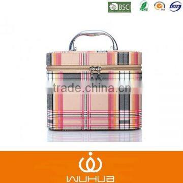 wholesale female pu/ leather square plaid cosmetic bags