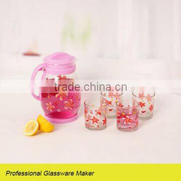 5pcs glass water jug teapot with decal