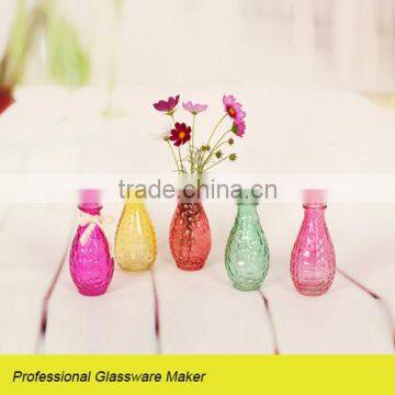 Hot Sale Glass Vase With Color Colored Glass Vase With Embossment