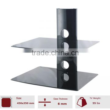 Height adjustable dvd wall bracket dvd glass shelf wall mount,