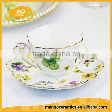 Wholesale Bone China Ceramic Tea Cup and Saucer Set