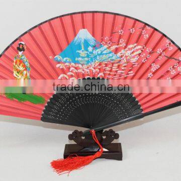 red Chinese personalized hand fan bamboo products gift item