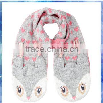 Heart Owl Knitted Circle Scarf,owls Handmade,2014 Wholesale Winter Hot Fashion Knitted Scarf