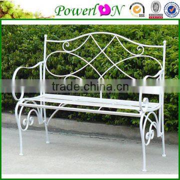 Elegant Antique Vintage White Decorative Cast Iron Bench For Outdoor Living I21 TS05 X11B PL08-8948