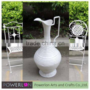 New product antique finished galvanized tall flower vases with metal handle for decoration