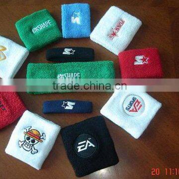 Custom embroidery cheap cotton terry wristbands