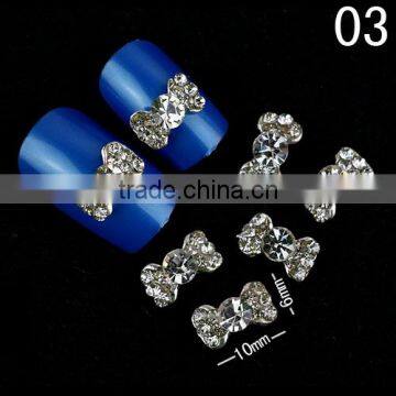 3d metal nail decoration bow tie rhinestone nail art&design pictures