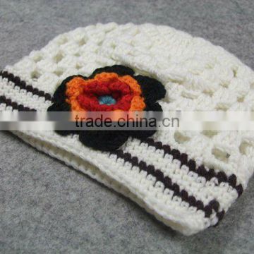 babys' Caps owl crochet hat with flower baby crochet hats infant beanie infant knitted Cap