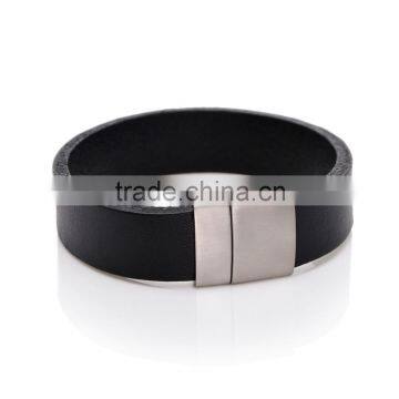 50PC New Arrival Brief Black Leather Bangle Fashion Magnet Clasp Bracelet Wholesale Jewellery