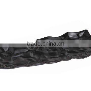 Black porcelain Fold shape dessert plate H9637