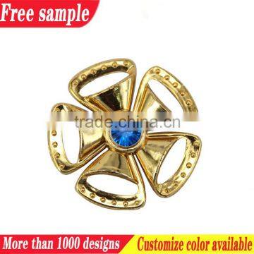 Gold shoe accessories decorative buckle with rhinestone