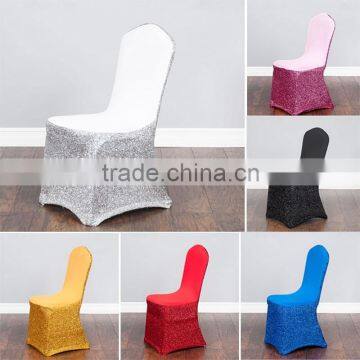 Silver Glitter Spandex Dining Chair Cover