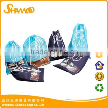 Hot sales non- woven drawstring shoes bag customized logo printing