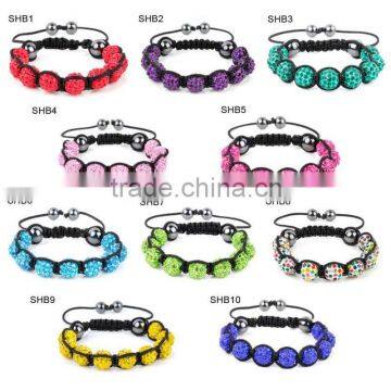 colour of shamballa Bracelets Crystal Balls(9Pcs)