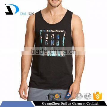 Daijun OEM new design black 100% cotton custom logo printed men singlet