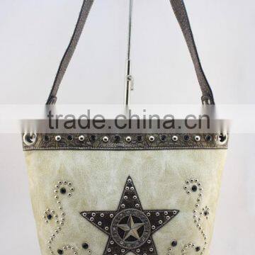 Star Concho Studded Cowgirl Tooled PU Leather Western Handbags Women Purse