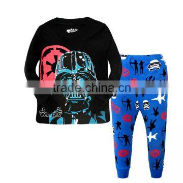 2016 new fashion long sleeve cartoon print velour children pajamas