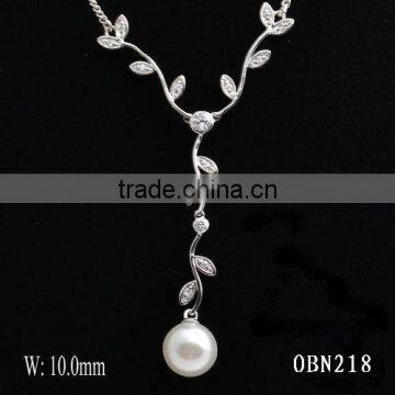 Fashion Jewelry Pearl Factory Supply Natural Freshwater Pearl Necklace With Blue Stone photo-4