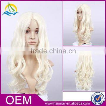 Blonde/white synthetic wig 180% density full lace wig practice wig