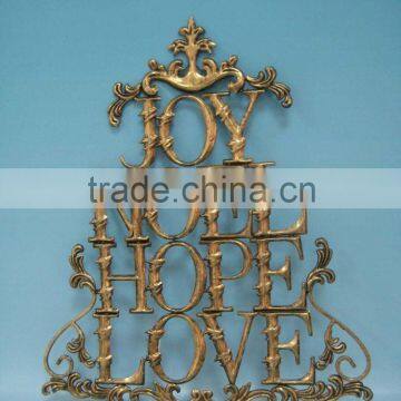 golden metal christmas wish wording plaque wall decoration