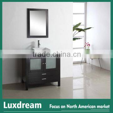 Espresso 36" bathroom furniture with tempered glass top made in china