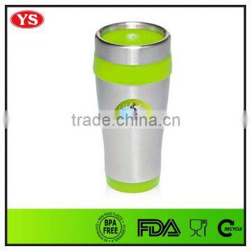 16 oz plastic & stainless steel insulated travel tumbler