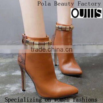 2016 Browm Heel Ankle Boots High Quality Women Ankle Boots PF4407