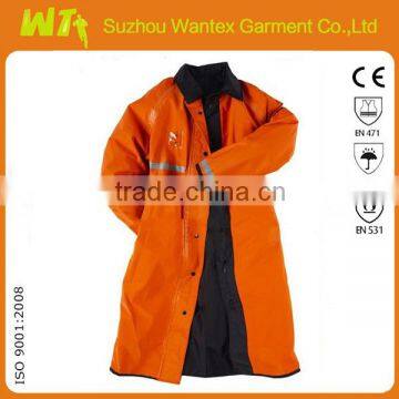 100% polyester with pu coating reflective orange safety coal mine waterproof parka with reflector