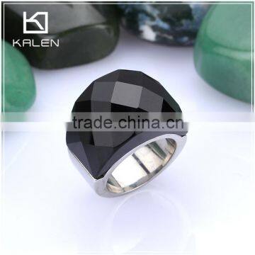 men fashion high quality black stone stainless steel rings from China