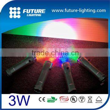 Shenzhen 2014 Newest battery powered mini portable 3W RGB color changing flashlight, led torch light