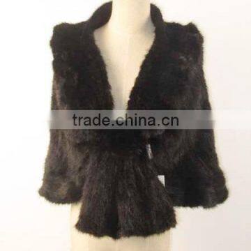 Woman knitted Mink Fur fashion poncho