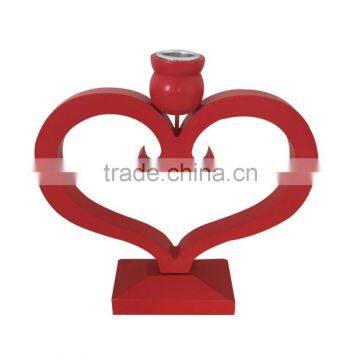 Wooden christmas heart shaped candlestick holder in red decoration xmas gifts for home decorate on topdesk