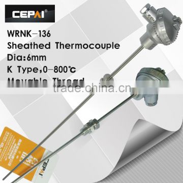 Sheathed 3-wire PT100 RTD with bendable probe