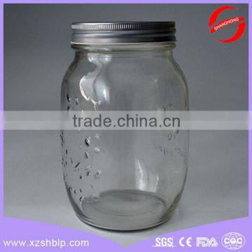 500ml custom embossed logo glass mason jar