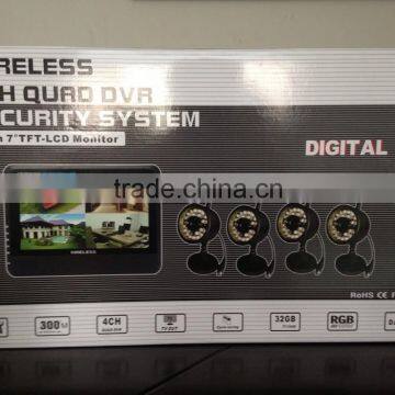 2.4Ghz Digital Video Security System 7'' LCD 4Channels Long Range Camera DVR Kit photo-5