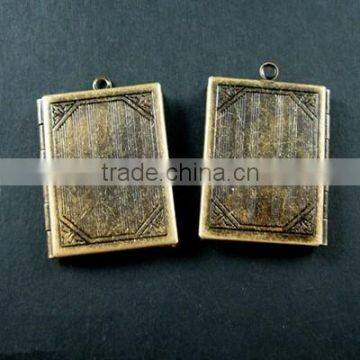 27x35mm big brass bronze vintage antique square book photo locket 1191027