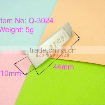 high quality custom logo metal tags for handbag,bag accessories,Q-3024