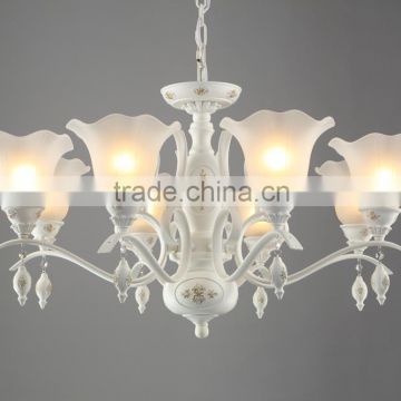 Metal Body In White Powder Coating With Eight Glass Lampshades Pendant Light Pendant Lamp Droplight