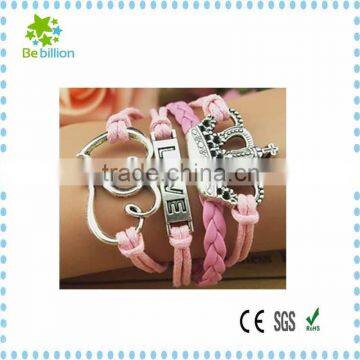 Promotional Elegant Infinity Bracelet Double Wing Bracelet ,silver&gold Plated Wax Infinity Bracelet as Gift photo-3