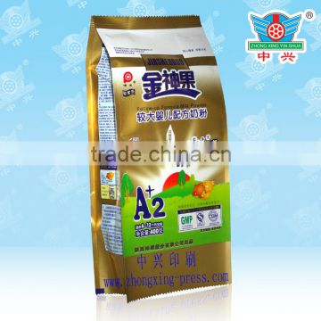 Side gusseted full cream milk powder packing plastic bag