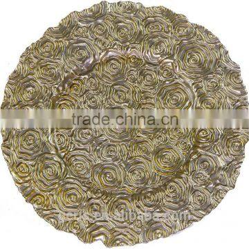 GRS Gold Rose Glass Charger Plate for Wedding