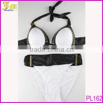 New Arrival 2014 Newest Black White Sexy Bikini For Mature Women Thong Bikini Swimsuit Sexy Striped Bikini Swimsuit