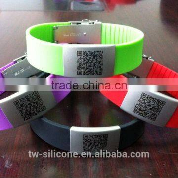 hot sale &stainless steel silicone bracelet with QR code