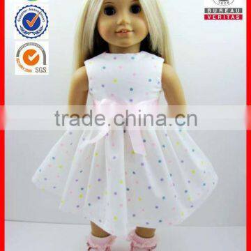 White Pastel Dot 18 inch American girl doll dress