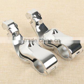 Universal 32mm 1.25" Chrome Short Angled Adjustable Highway Peg Mount Kit photo-2