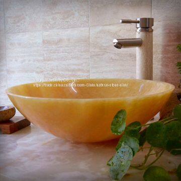 Polished Round Honey Onyx Bathroom Washing Basin YS601-HO photo-2