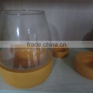Fake Stone Candle Holder With Cylinder Glass photo-5